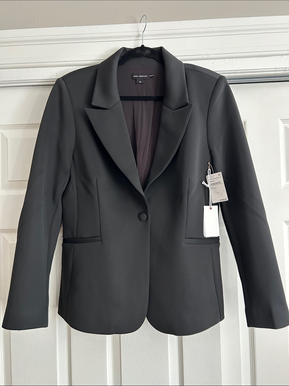 NWT- Sz XL- Good American Black Tailored Single-Button Blazer - Picture 1 of 5